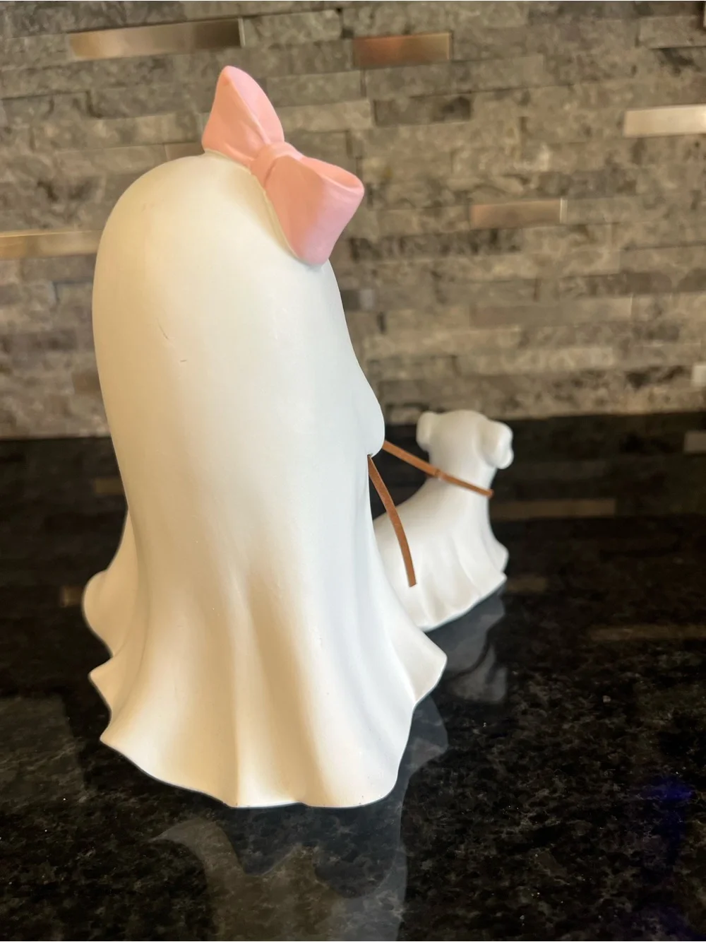 ADORABLE!! Girl Ghost Walking Pet Dog Ghost